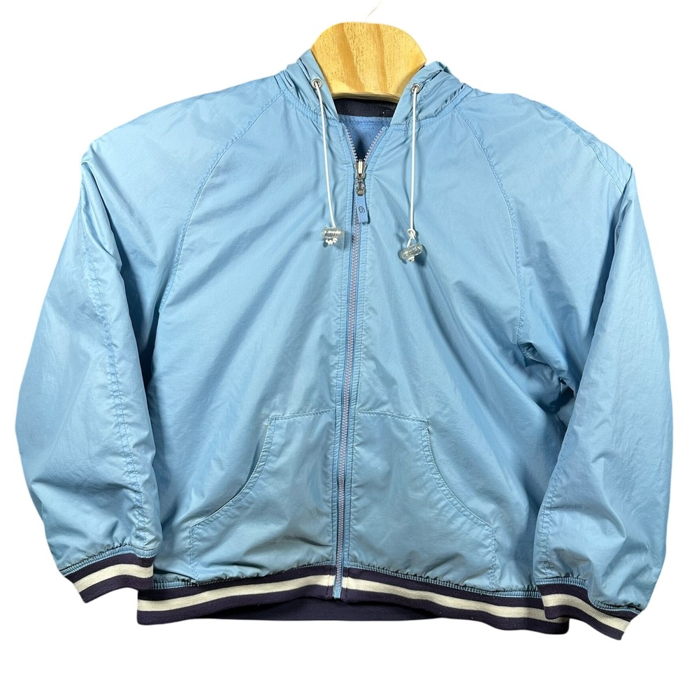 VTG Weather‎ Tamer Light Blue Reversible Hooded Windbreaker Men's Large Jacket